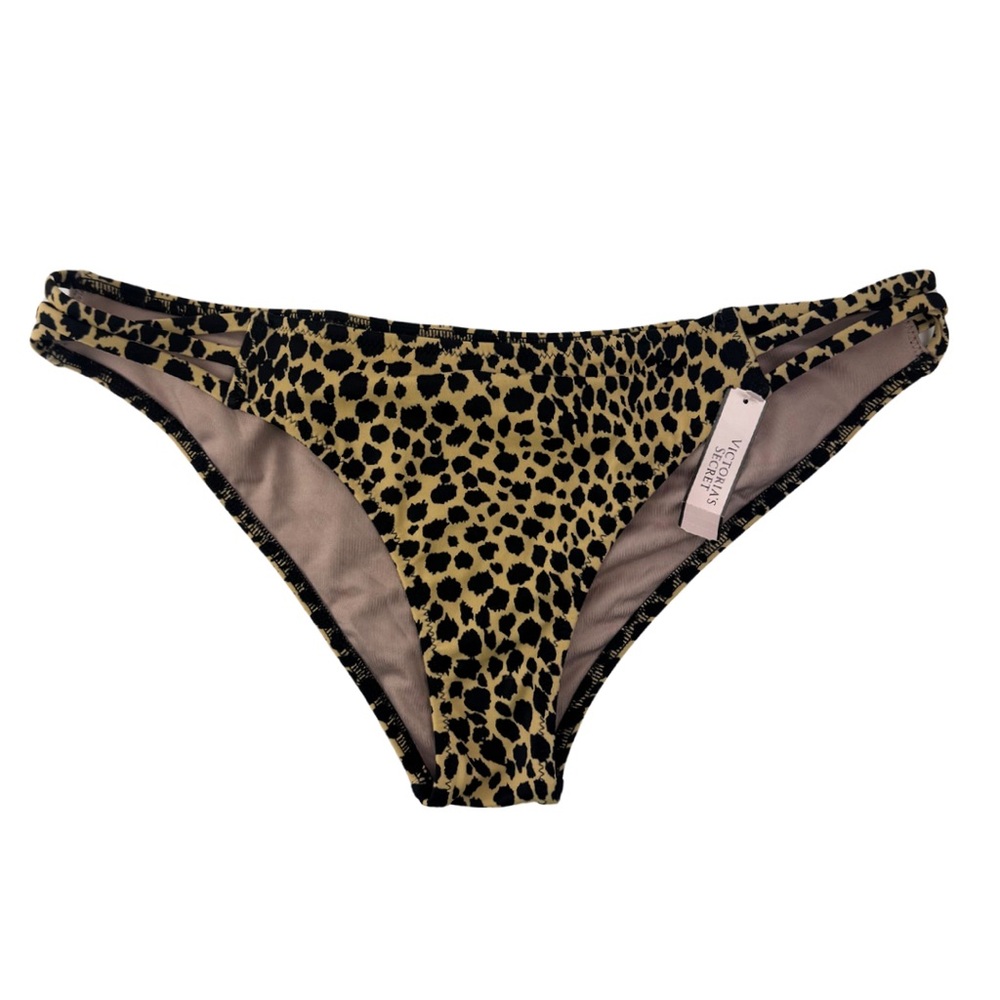 Victoria’s‎ Secret Leopard Print Swim Suit Strappy Cheeky Bikini Bottoms: Size M